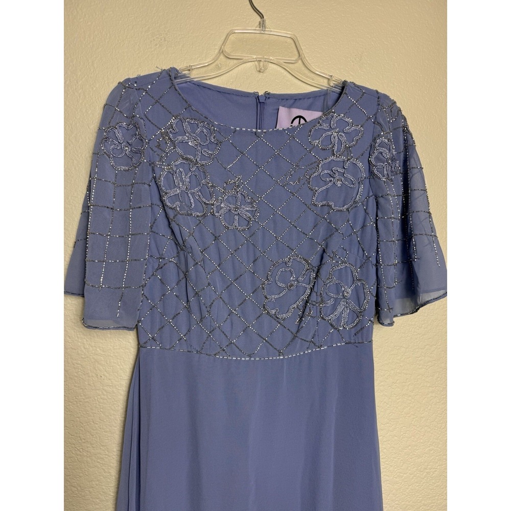 JS‎ Collections Lauren Gown 2 Steel Blue Beaded Flutter Sleeve Whimsigoth Fairy - Picture 4 of 11